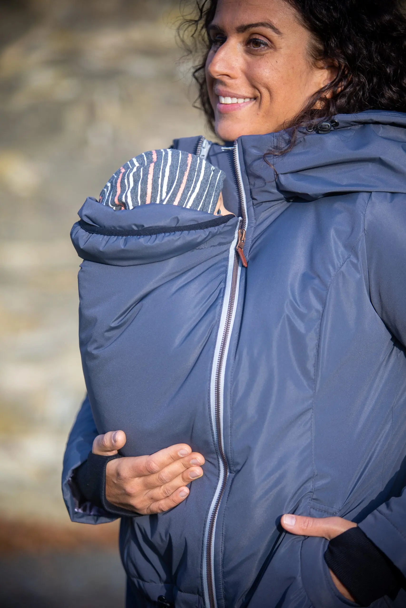 Angel Wings Babywearing Winter Coat Pewter Grey Angel Wings