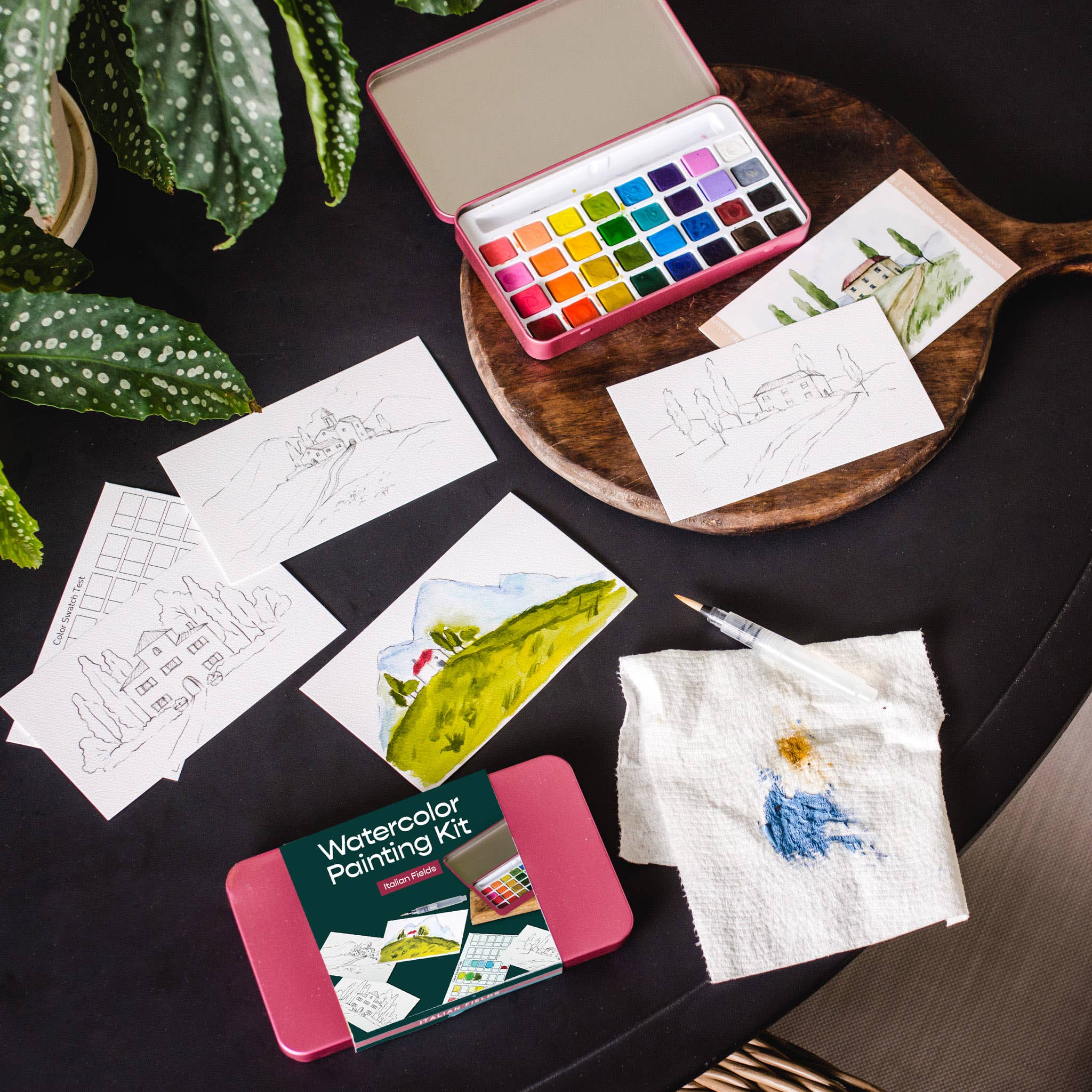 Italian Fields watercolor painting kit Cate Paper Co. at Little Zen One