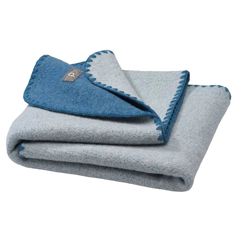 Disana Doubleface Baby Blanket Merino Wool Knit - Dove Blue Natural Disana