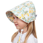 Pollinator Garden Meadow Organic Cotton Infant and Toddler UPF50+ Sun Protection Bonnet Puffin Gear
