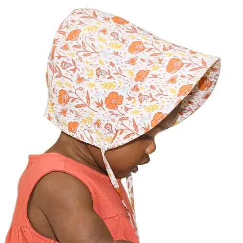 Pollinator Garden Organic Cotton Infant and Toddler UPF50+ Sun Protection Bonnet Puffin Gear
