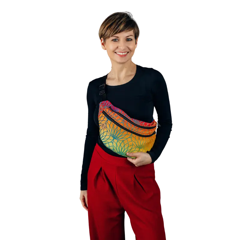 Rainbow Lotus Large Waist Bag by LennyLamb LennyLamb
