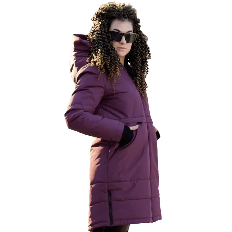 Angel Wings Babywearing Winter Long Coat Burgundy-Babywearing Outerwear-Angel Wings-canada and usa-Little Zen One-1