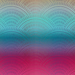 Gradient pattern with circular shapes transitioning from blue to pink
