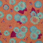 Decorative pattern with sunflowers and bees on an orange background