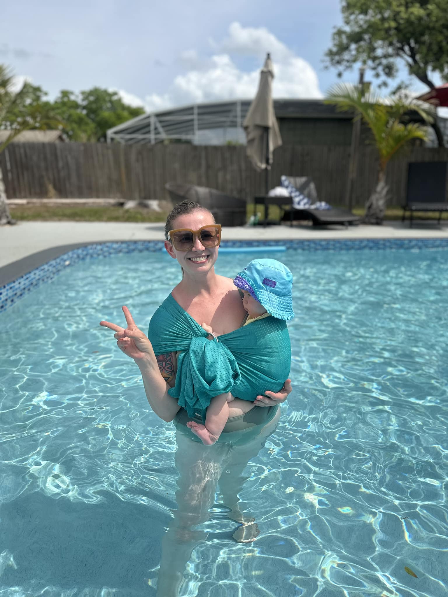 Mermaid Teal Water Ring Sling by Beachfront Baby Beachfront Baby at Little Zen One