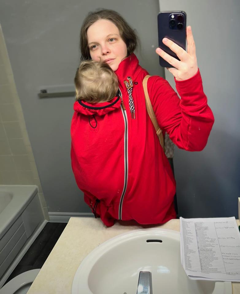 Angel Wings Babywearing Sweatshirt Raspberry Red Angel Wings at Little Zen One