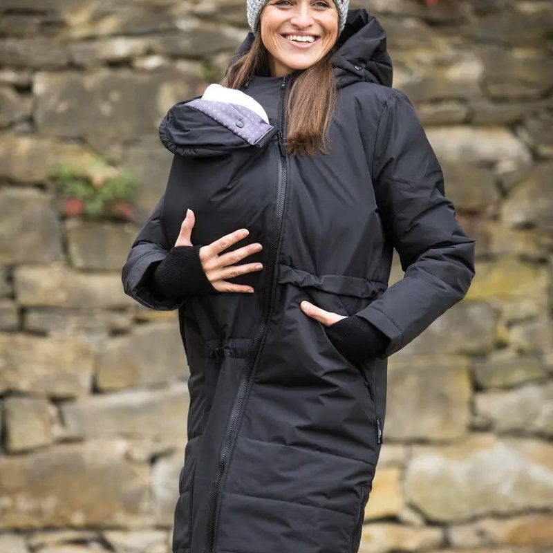 Angel Wings Babywearing Long Coat Black Babywearing Outerwear
