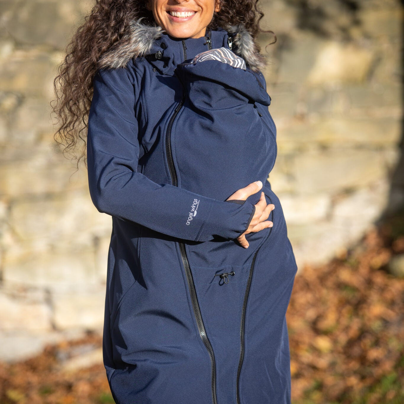 Angel Wings Babywearing Softshell Coat Navy Blue Babywearing Outerwear