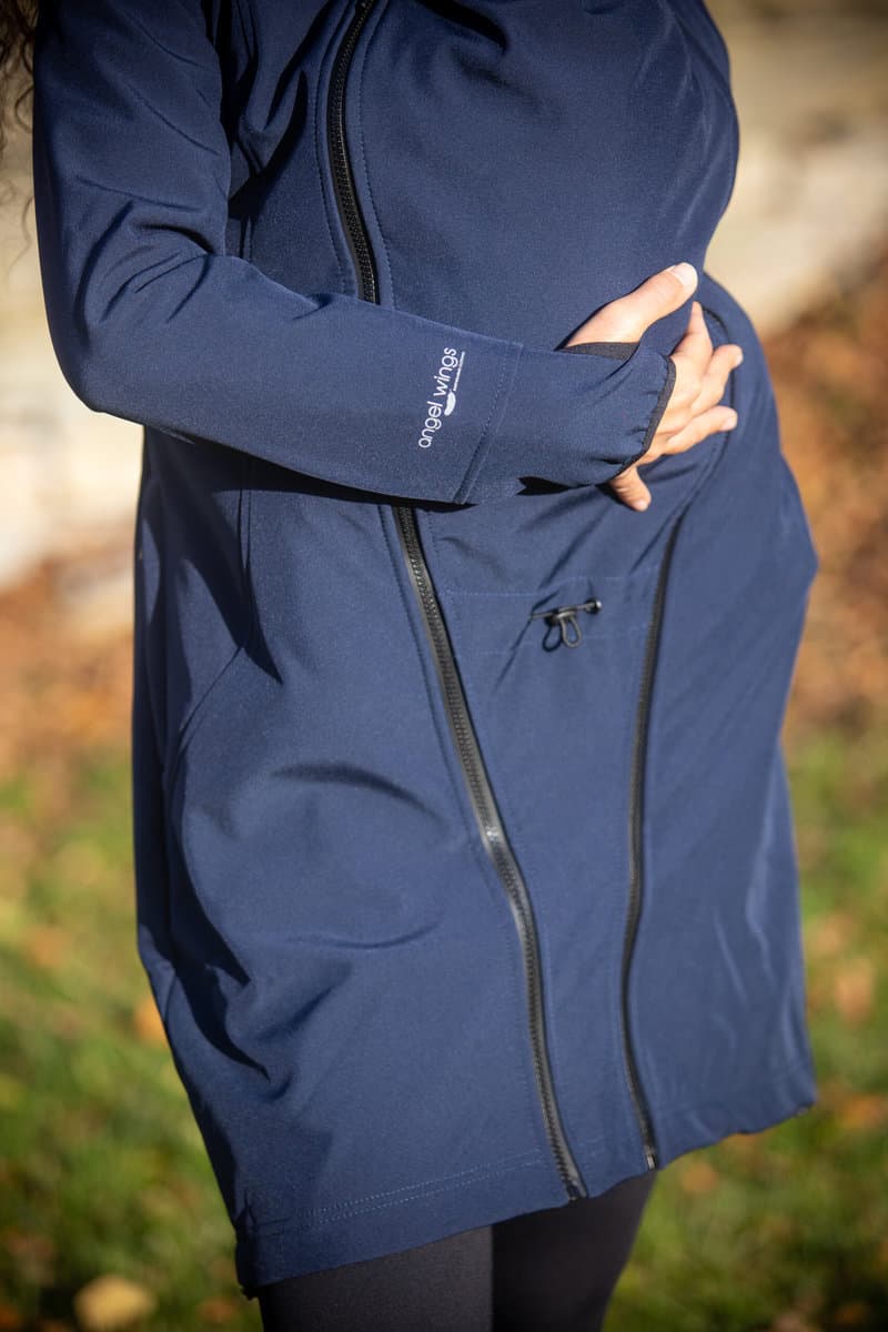 Angel Wings Babywearing Softshell Coat Navy Blue Babywearing Outerwear