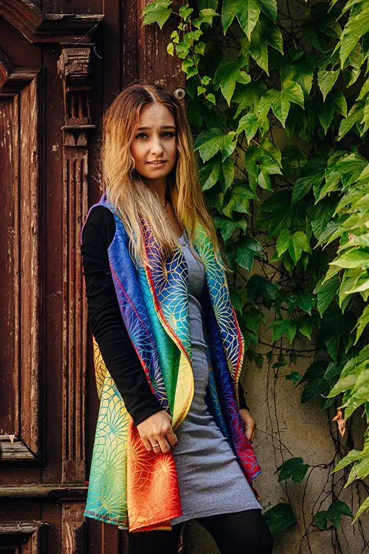 Babywearing Long Cardigan Rainbow Lotus