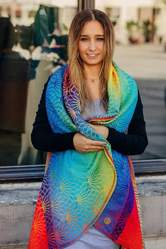 Babywearing Long Cardigan Rainbow Lotus