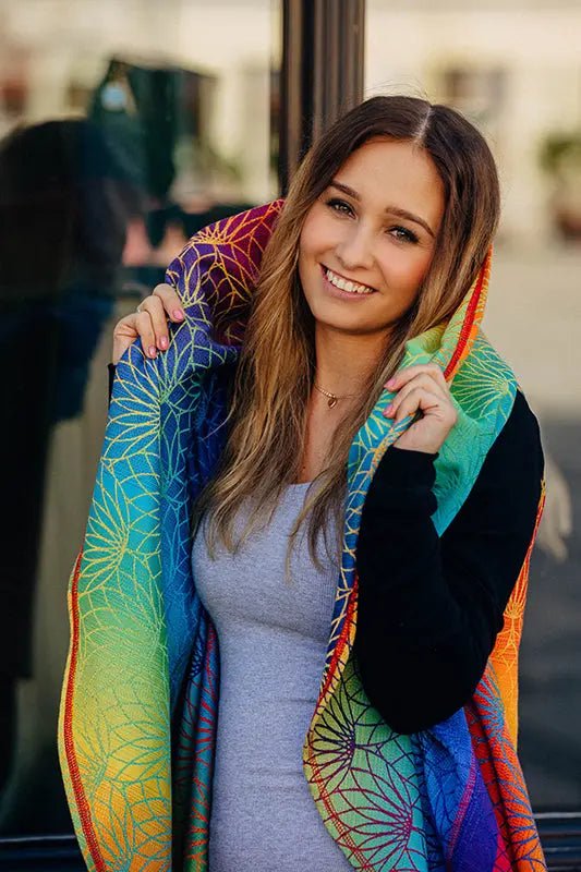 Babywearing Long Cardigan Rainbow Lotus by LennyLamb - Babywearing OuterwearLittle Zen One5907557767156