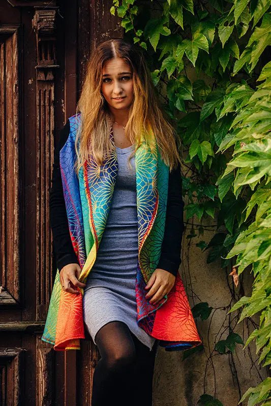 Babywearing Long Cardigan Rainbow Lotus