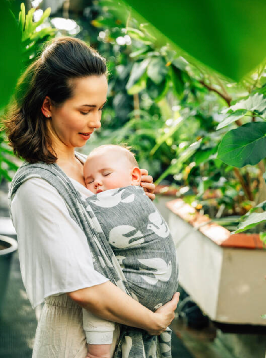 Birdy White Noise Woven Wrap by LennyLamb LennyLamb at Little Zen One