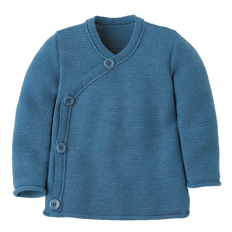 Disana Baby Jacket 100% Merino Wool Knit - Dusty Blue - Baby Carrier AccessoriesLittle Zen One4255796702119