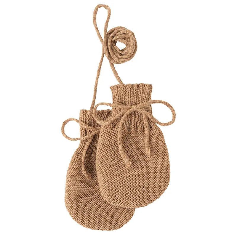 Disana Baby Mittens 100% Organic Wool Knit - Caramel - Baby Carrier AccessoriesLittle Zen One4255796707169