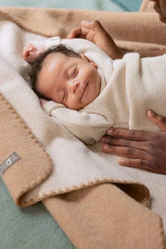 Disana Doubleface Boiled Wool Baby Blanket Caramel Natural Home Hobby