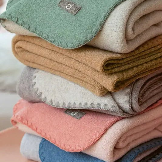Disana Doubleface Boiled Wool Baby Blanket Pink Natural Home Hobby