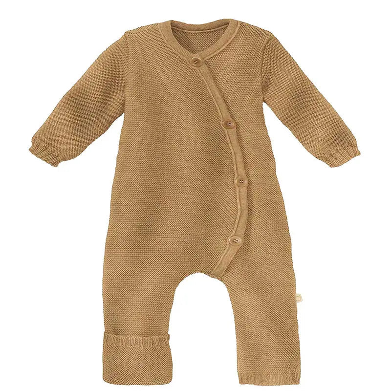 Disana Organic Merino Wool Knit Baby Coverall - Caramel - Baby Carrier AccessoriesLittle Zen One4250021656274