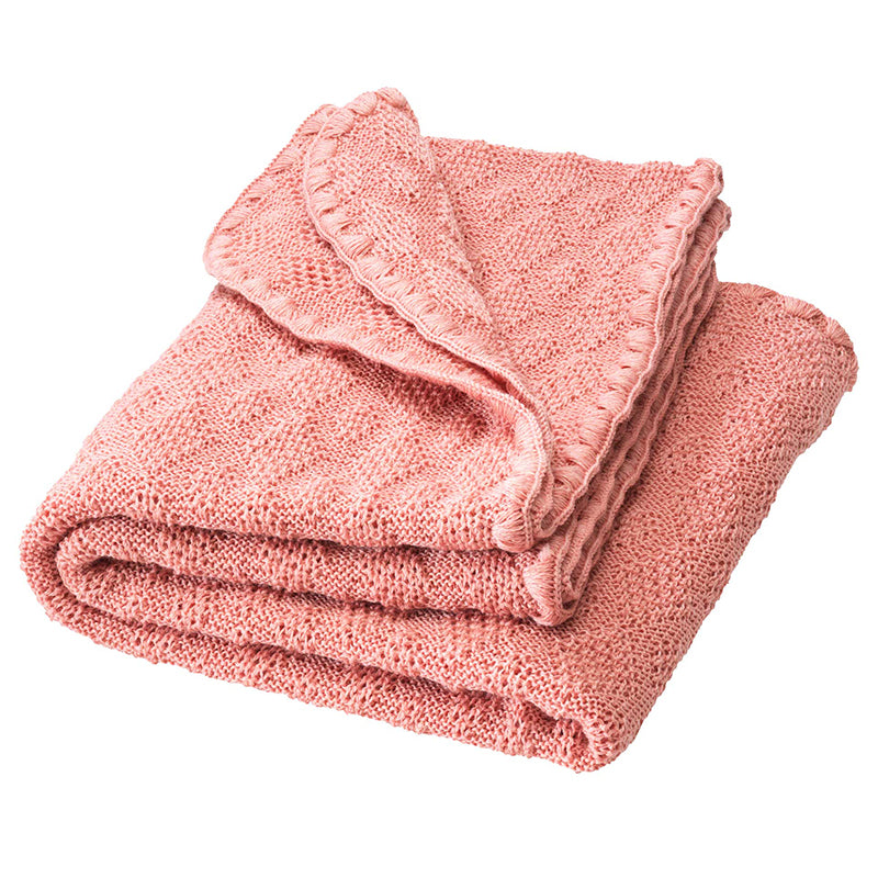 Disana Ajour Knit Baby Blanket Organic Merino Wool – Soft Pink Disana at Little Zen One