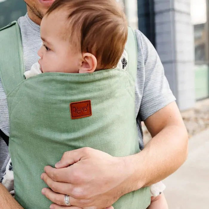 Eucalyptus with Desert Tan Original Baby Carrier by Happy Baby Buckle Carrier