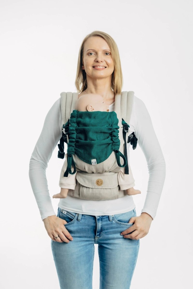 Herringbone Emerald Baby Carrier Hood