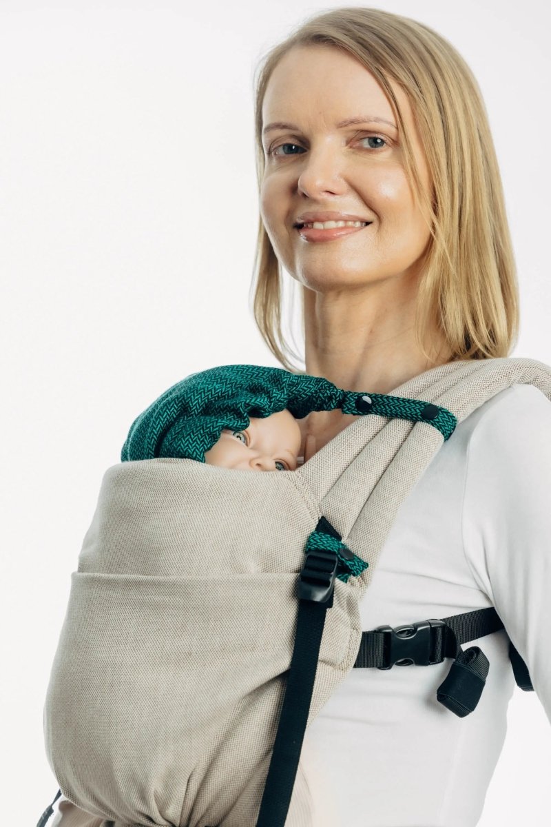 Herringbone Emerald Baby Carrier Hood