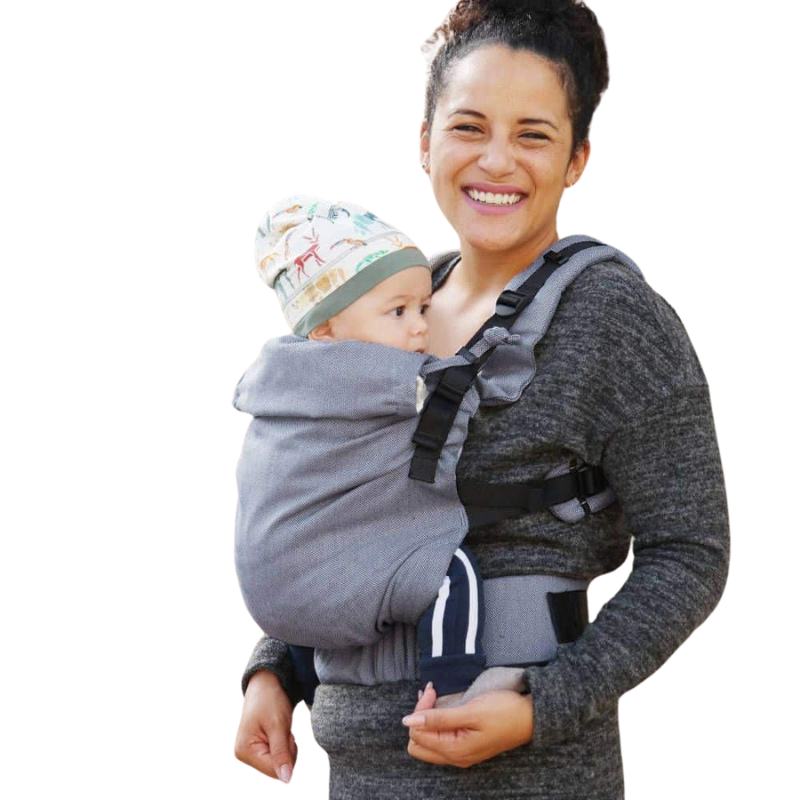 woman in baby carrier text is how to choose a baby carrier