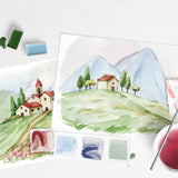 Italian Fields Watercolor Painting Kithome Hobby