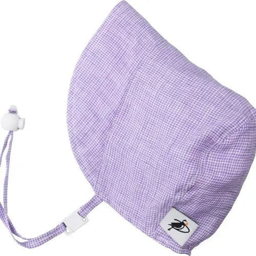 Lavender Check Linen Infant and Toddler UPF50+ Sun Protection Bonnet - Baby Carrier AccessoriesLittle Zen One628185436607