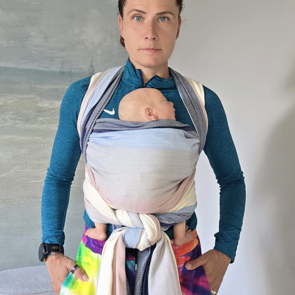 Lisca Opal Woven Wrap by Didymos, front wrap cross carry
