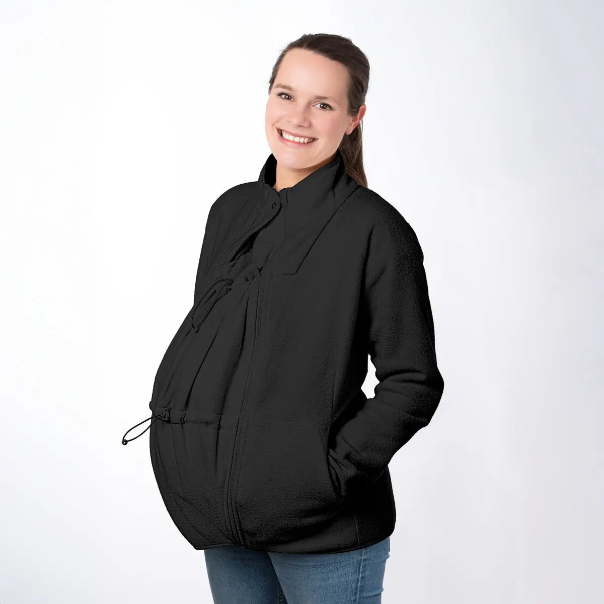Mamalila Basel Black Fleece Maternity and Babywearing Jacket Babywearing