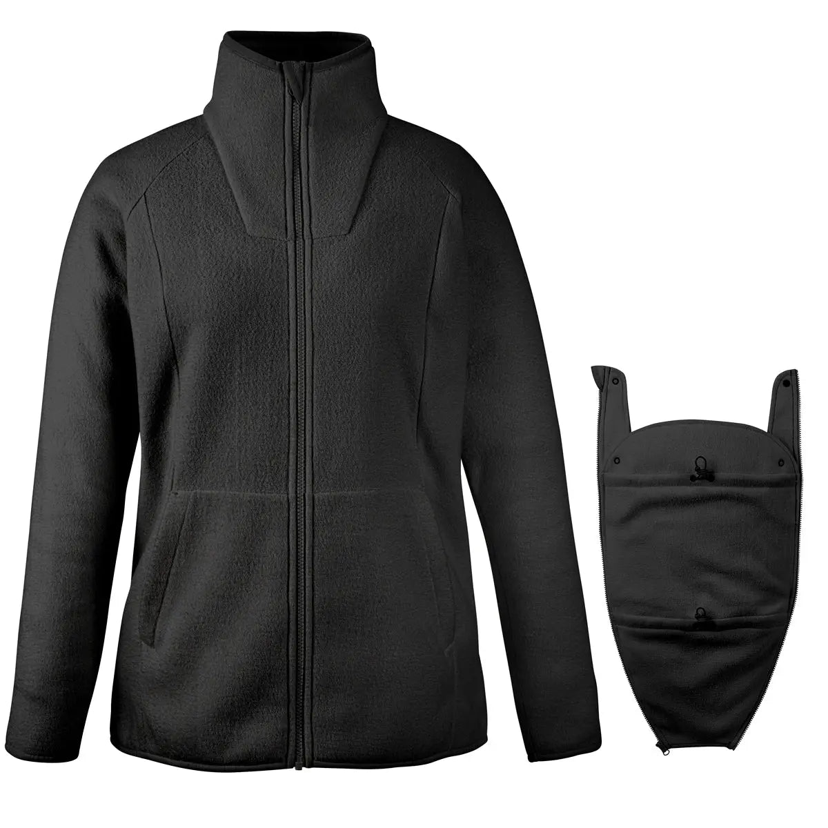 Mamalila Basel Black Fleece Maternity and Babywearing Jacket - Babywearing OuterwearLittle Zen One4251054515866