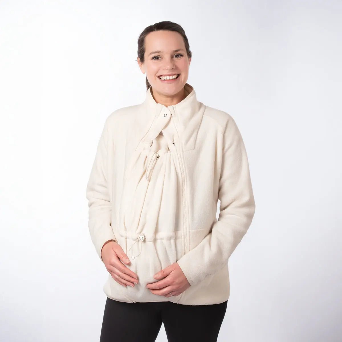 Mamalila Basel Off White Fleece Maternity and Babywearing Jacket Babywearing