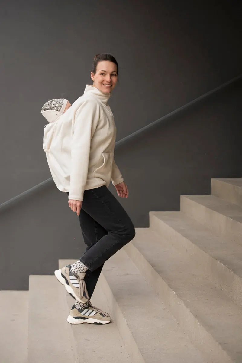 Mamalila Basel Off White Fleece Maternity and Babywearing Jacket Babywearing
