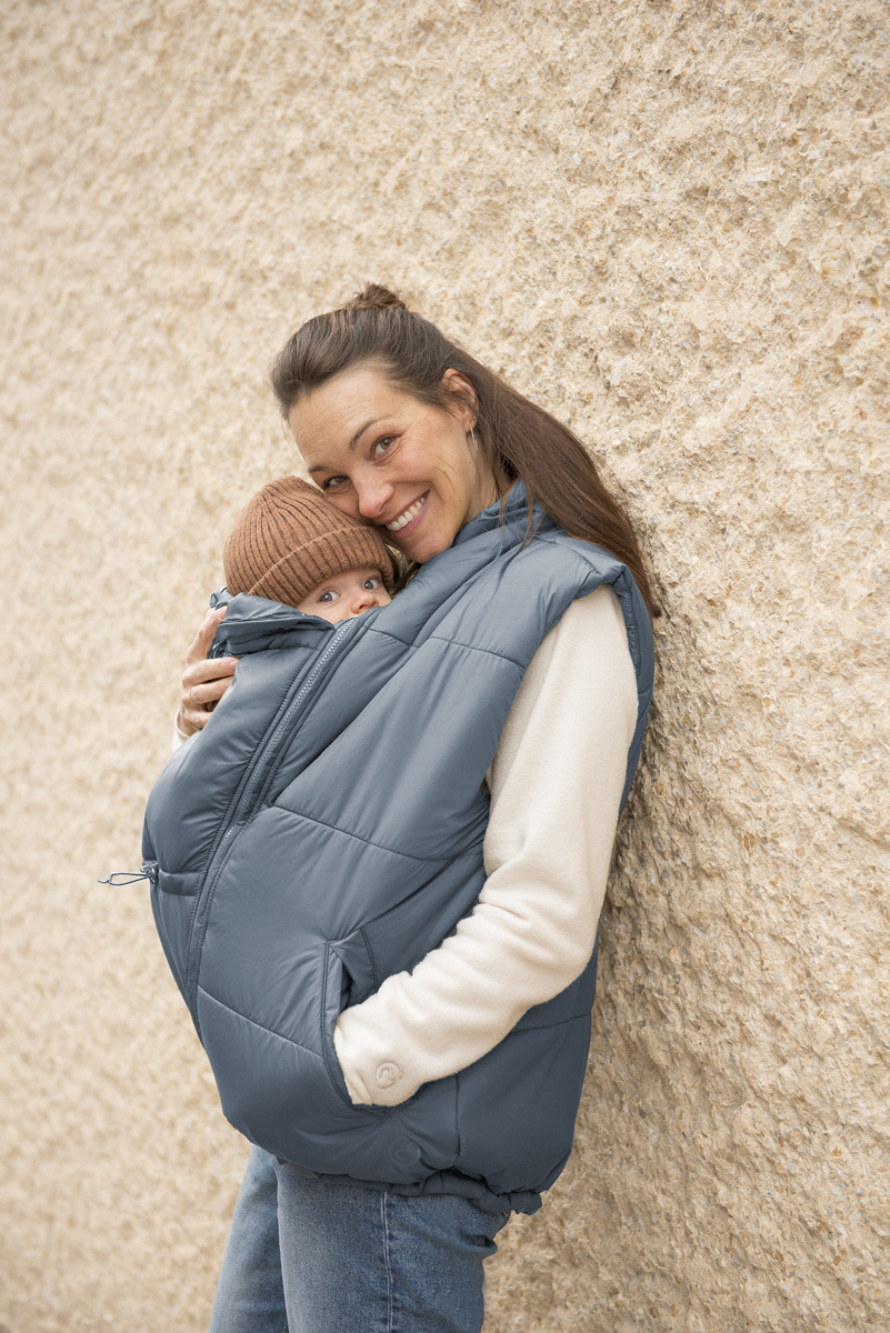 Mamalila Stockholm Steel Blue Unisex Babywearing Vest Mamalila at Little Zen One