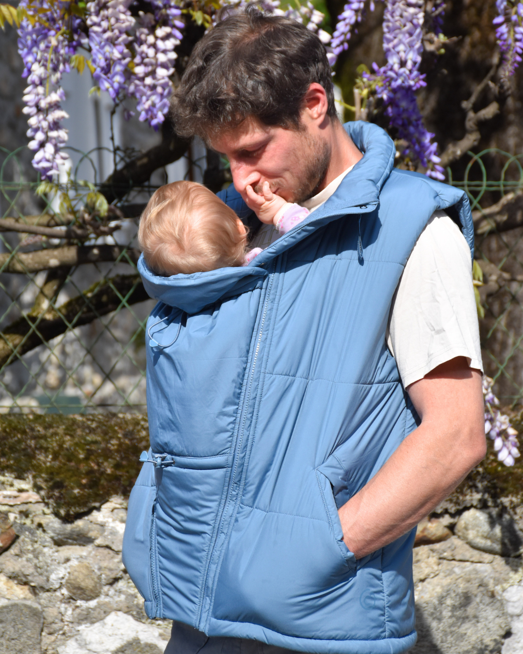 Mamalila Stockholm Steel Blue Unisex Babywearing Vest Mamalila at Little Zen One
