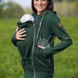 Angel Wings Babywearing Hoodie Bottle Green