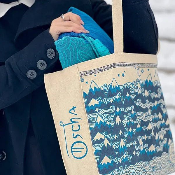 Misty Mountains Indigo Eco Tote Bag by Oscha Bags