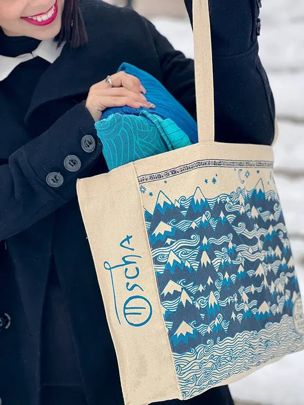Misty Mountains Indigo Eco Tote Bag by Oscha - BagsLittle Zen One111122228