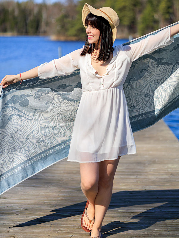 Okinami Kaio Shawl by Oscha Oscha at Little Zen One