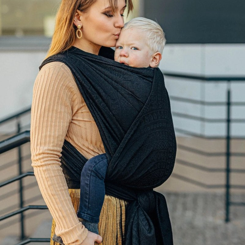 Peacock's Tail Pitch Black Woven Wrap by LennyLamb - Woven WrapLittle Zen One5907557756679