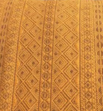 Close-up of a textured brown fabric with geometric pattern