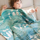 Puffins Bass Rock Brushed Cotton Blanket by Oscha Home Hobby