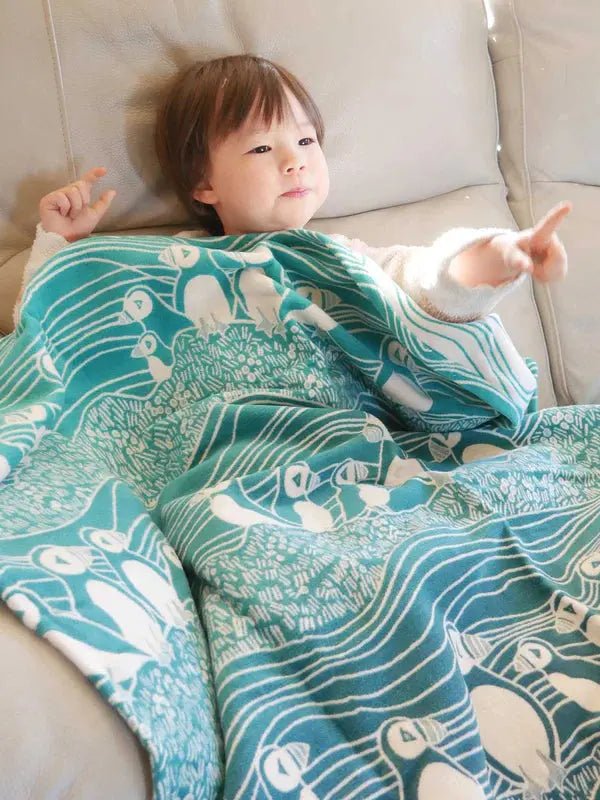 Puffins Bass Rock Brushed Cotton Blanket by Oscha - Home & HobbyLittle Zen One64360528