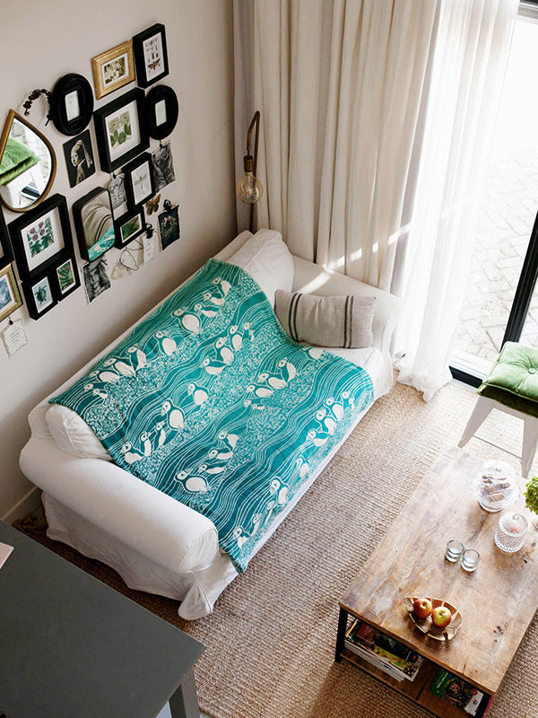 Puffins Bass Rock Brushed Cotton Throw by Oscha Home Hobby