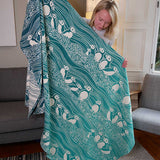 Puffins Bass Rock Brushed Cotton Throw by Oscha Oscha at Little Zen One