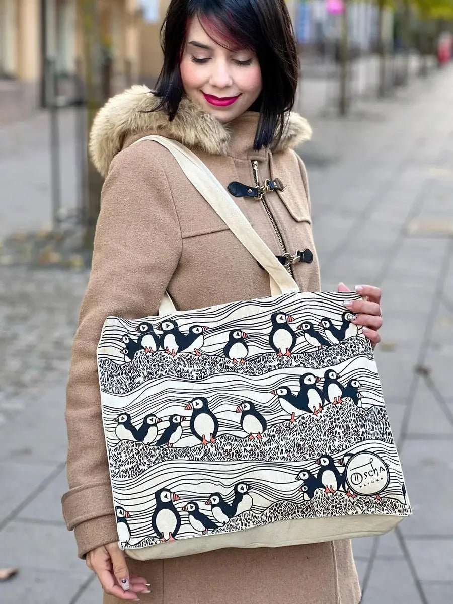 Puffins Tote Bag by Oscha Bags