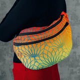 Rainbow Lotus Large Waist Bag by LennyLamb Bags